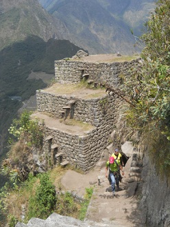 Aufstieg zum Gipfel Huaynapicchu, am Gipfel kommt man an weiteren Landwirtschaftsterrassen vorbei