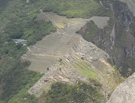 Machu Picchu, Hausberg Huaynapicchu, Sicht auf Machu Picchu, Nahaufnahme