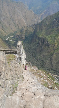 Abstieg von Huaynapicchu: Steile,
                            unregelm�ssige Treppe mit Panoramasicht