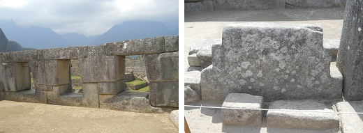 Machu Picchu: Der Tempel zu den 3
                                Fenstern mit dem Symbol f�r Mutter Erde,
                                die Doppeltreppe (Ketschua: Pacha Mama)
