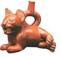 Eine Katze als
Keramikgefäss der Nasca-Keramik Eine Katze als Keramikgefäss der
Nasca-Keramik