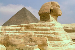 Alte Zivilisation von
                      Gizeh in �gypten, Pyramide mit Sphinx