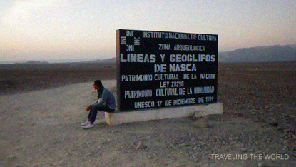The information board of the Nasca plains after
the UNESCO resolution of 17 December 1994 to call the
Nasca lines World Cultural Heritage The information board of the Nasca
plains after the UNESCO resolution of 17 December 1994
to call the Nasca lines World Cultural Heritage
