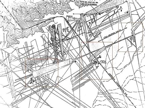 Parte de
un mapa de la Pampa de Nasca a base de un mapa de María
Reiche Parte de un mapa de la Pampa de
Nasca a base de un mapa de María Reiche