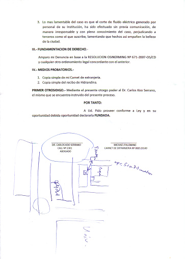 Carta mentirosa de Sr. "Dr. Carlos
                          Koo Serrano", abogado, contra la
                          Hidrandina, p�gina 2