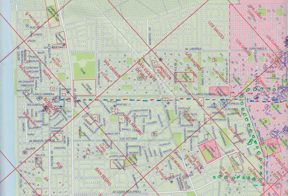 Mapa de Trujillo con el avenido
                Larco hasta la urbanizaci�n de Buenos Aires con el
                malec�n Col�n (avenida Col�n)