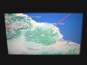 Bildschirmkarte mit der Flugroute �ber
                        Brasilien