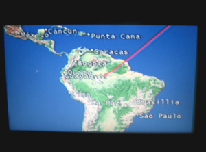 Bildschirmkarte mit der Flugroute �ber
                        Brasilien