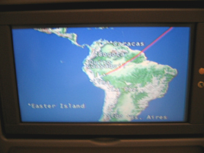 Bildschirmkarte mit der Flugroute �ber
                        Peru