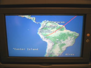 Bildschirmkarte mit der Flugroute �ber
                        Peru