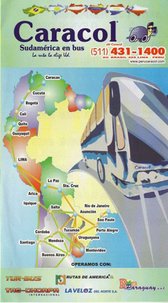 Busgesellschaft "Caracol",
                        Flugblatt mit Streckennetz