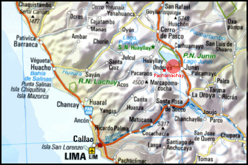 Mapa con la posici�n
                        de las cuevas de Pachamachay
