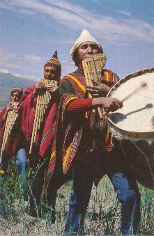 Grupo de sikus y tambor