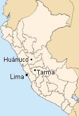 Mapa del Per� con
                          las posiciones de Lima y Hu�nuco