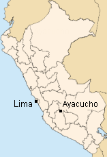 Mapa
                    del Per� con las posiciones de Lima y Ayacucho