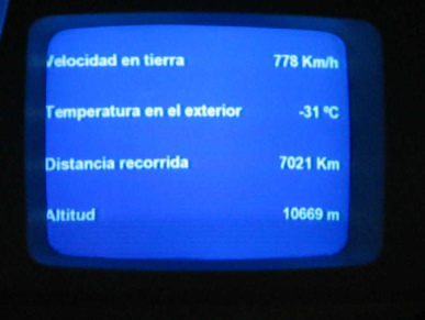Datos del vuelo sobre Inglaterra del
                          monitor en el avi�n