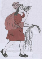Meldeg�nger /
                              chasqui mit Knotenschn�ren und Blasmuschel
                              "Pututo"