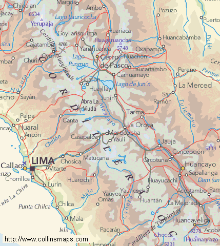 Karte 02: Oxapampa -
                      La Merced - San Ramon - Tarma - La Oroya -
                      Morococha - Chosica - Lima