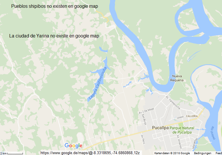 Mapa de google (google map) con
              la regi�n de Puballpa sin Yarina y sin pueblos shipibos
